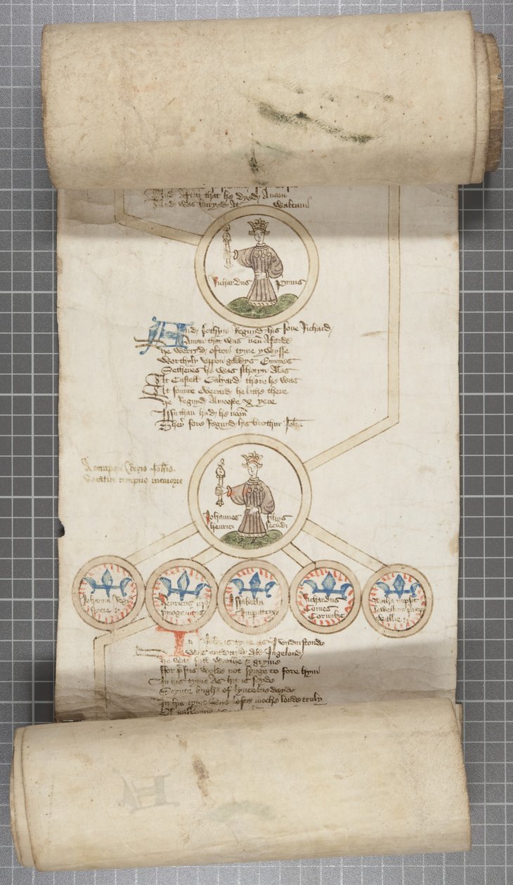 Englannin kuninkaiden sukuluettelo, n. 1440-1479 (kynä ja muste pergamentille) tekijältä English School