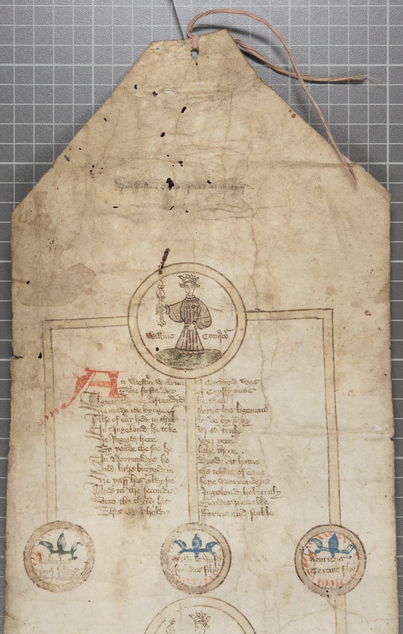 Englannin kuninkaiden sukuluettelo, n. 1440-1479 (kynä ja muste pergamentille) tekijältä English School