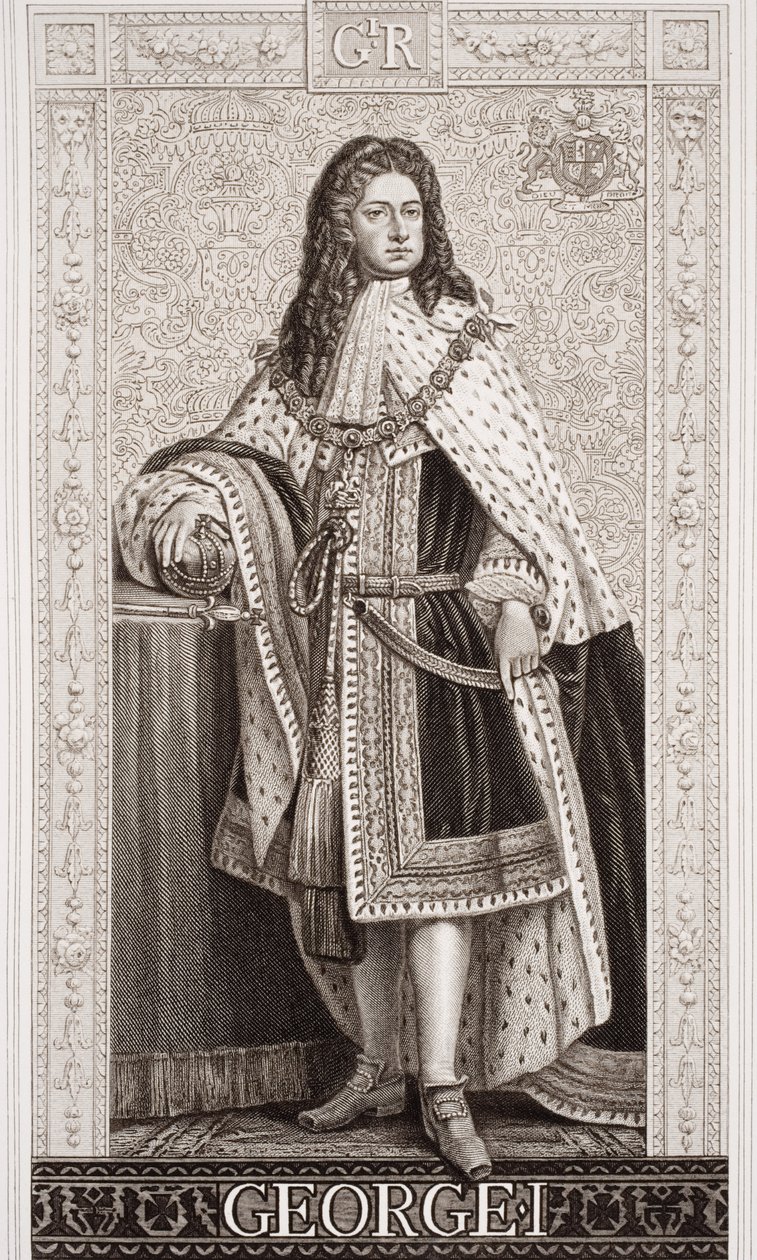 George I (1660-1727) teoksesta "Englannin ja Skotlannin historian kuvituksia" osa II tekijältä English School