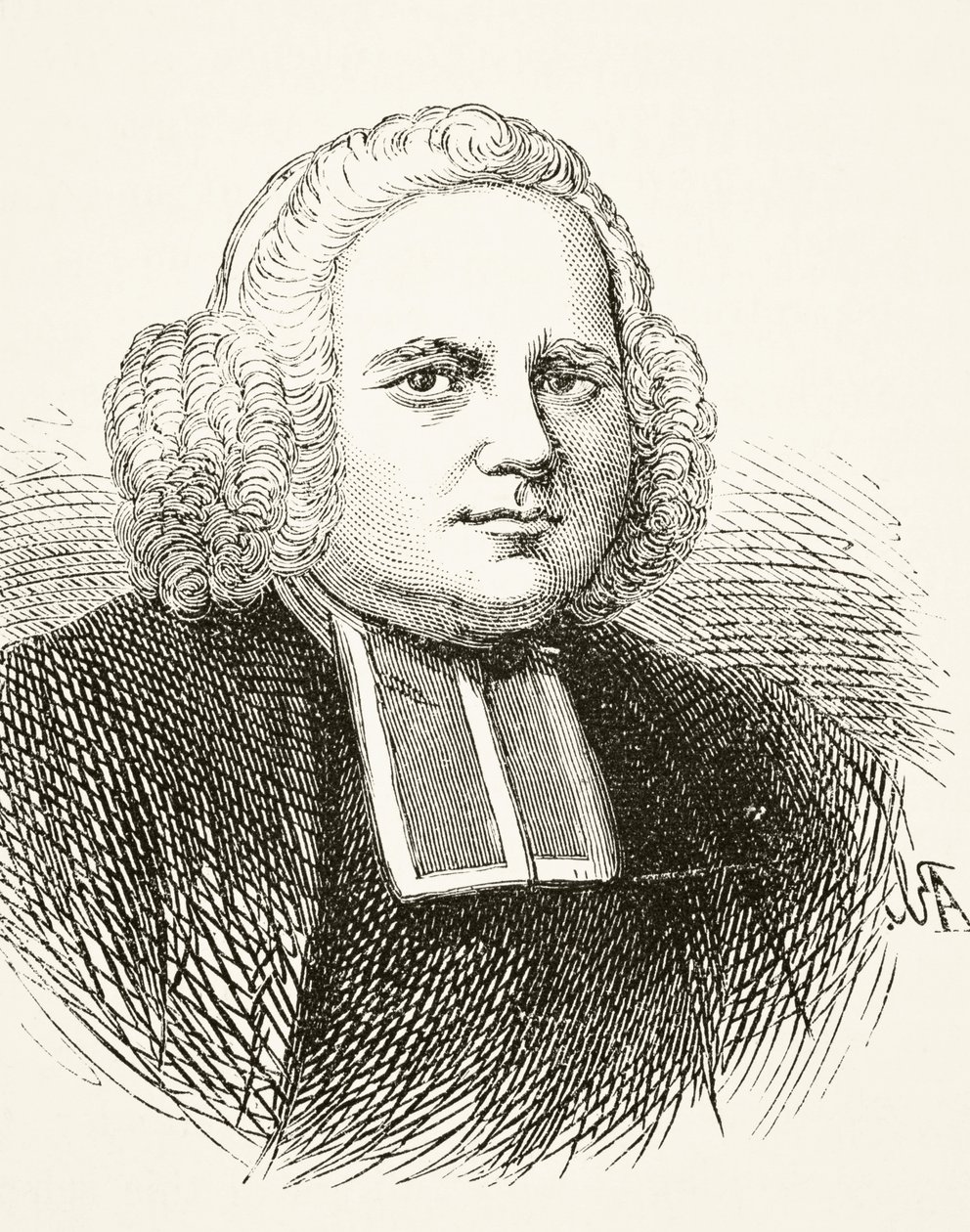George Whitefield, William Hickman Smith Aubreyn (1858-1916) teoksesta The National and Domestic History of England, julkaistu Lontoossa, noin 1890 tekijältä English School