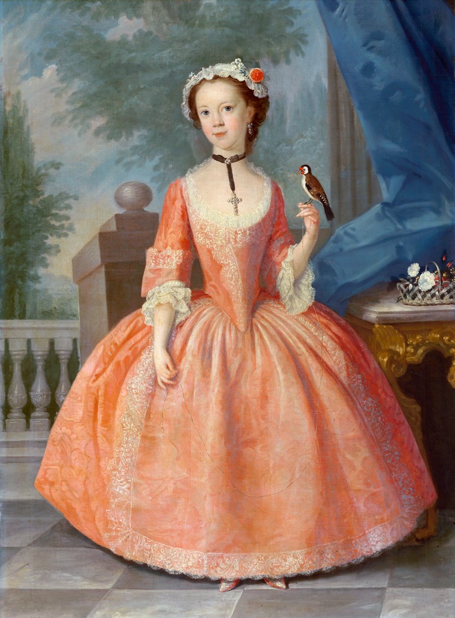 Tyttö vaaleanpunainen, noin 1740-luku tekijältä English School