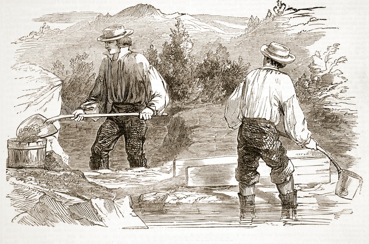 Gold-Washing at the Diggings, The Illustrated London News, 1849 tekijältä English School