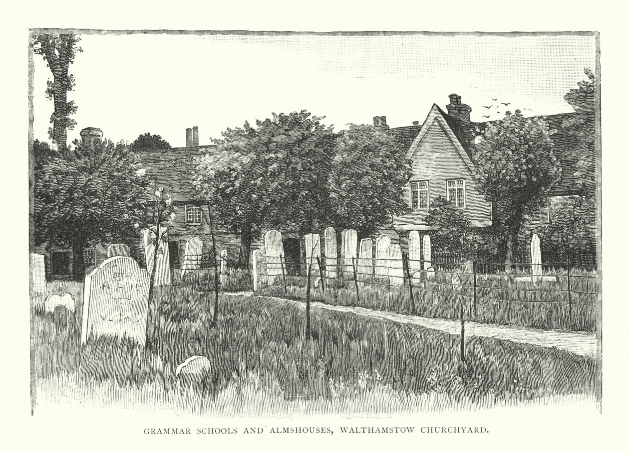 Grammar Schools and Almshouses, Walthamstow Churchyard (kaiverrus) (kaiverrus) tekijältä English School