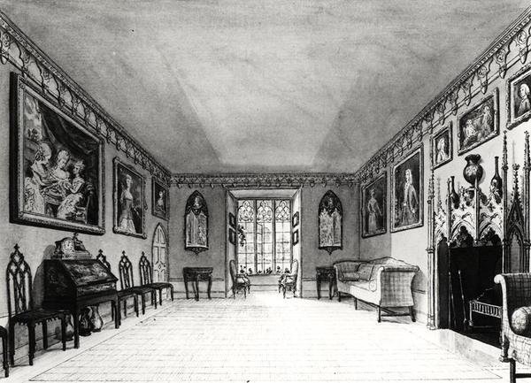Great Parlor of Strawberry Hill (litho) (b/w kuva) tekijältä English School