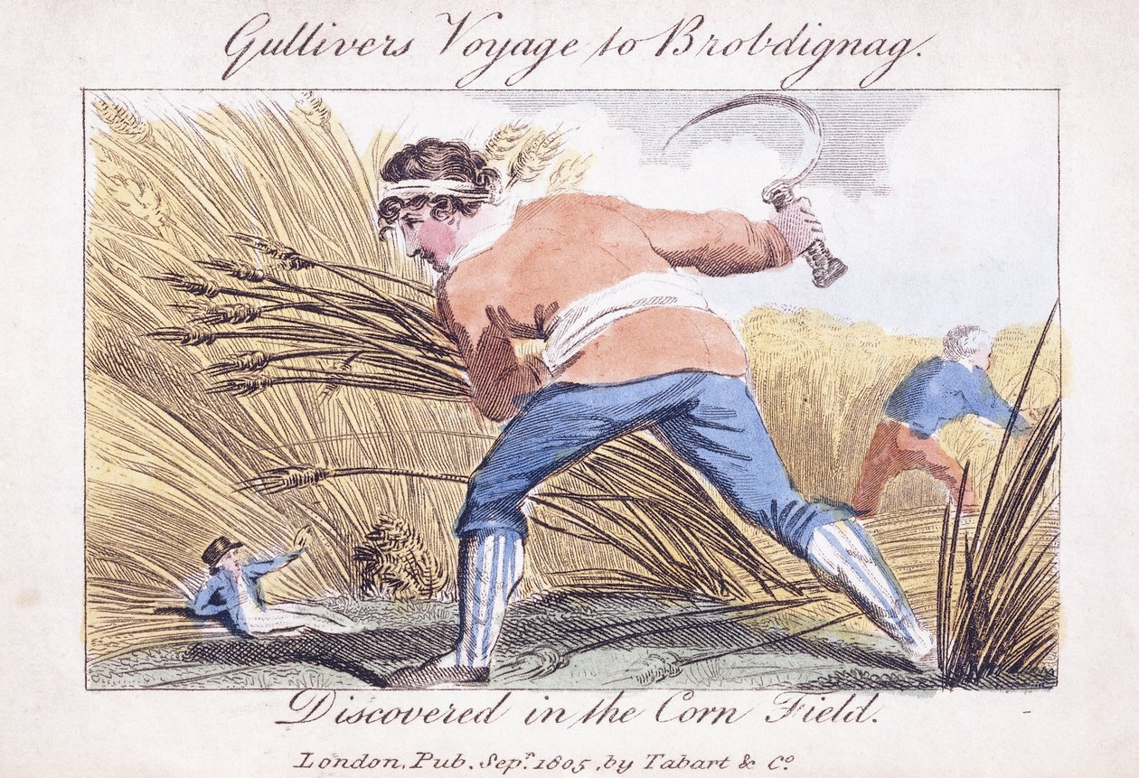 Gulliverin matka Brobdingnagiin, löydetty maissipellolta, 1805 tekijältä English School