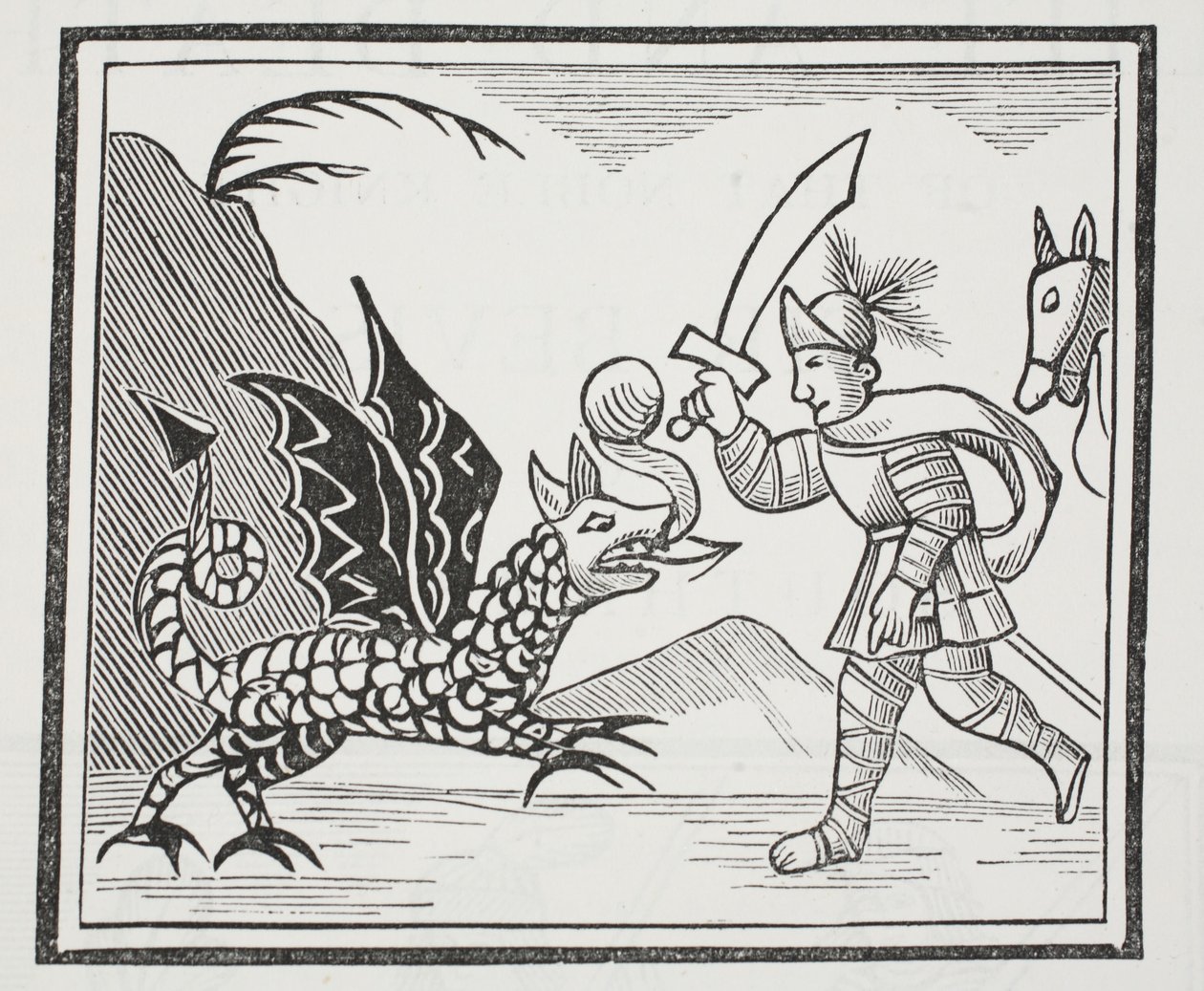 Guy and the Northumbrian Dragon, kuvitus John Ashtonin kirjasta Chap-books of the Eighteenth Century, pubi. 1882 tekijältä English School