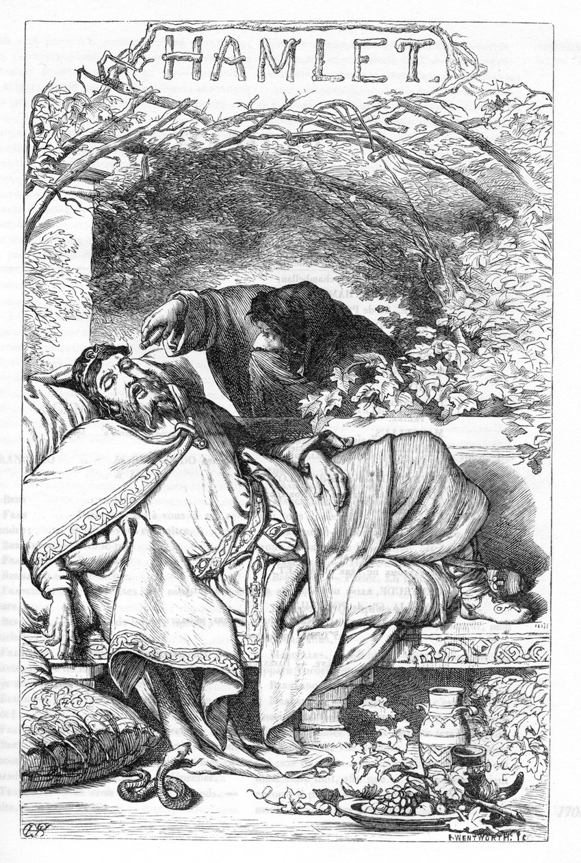 Hamlet - Illustration in "" Completes de William Shakespeare"" 1866 - Tämän painoksen kuvitukset ja yleinen muoto on lainattu Cassellin kuvitetusta Shakespearesta, joka julkaistiin Lontoossa tekijältä English School