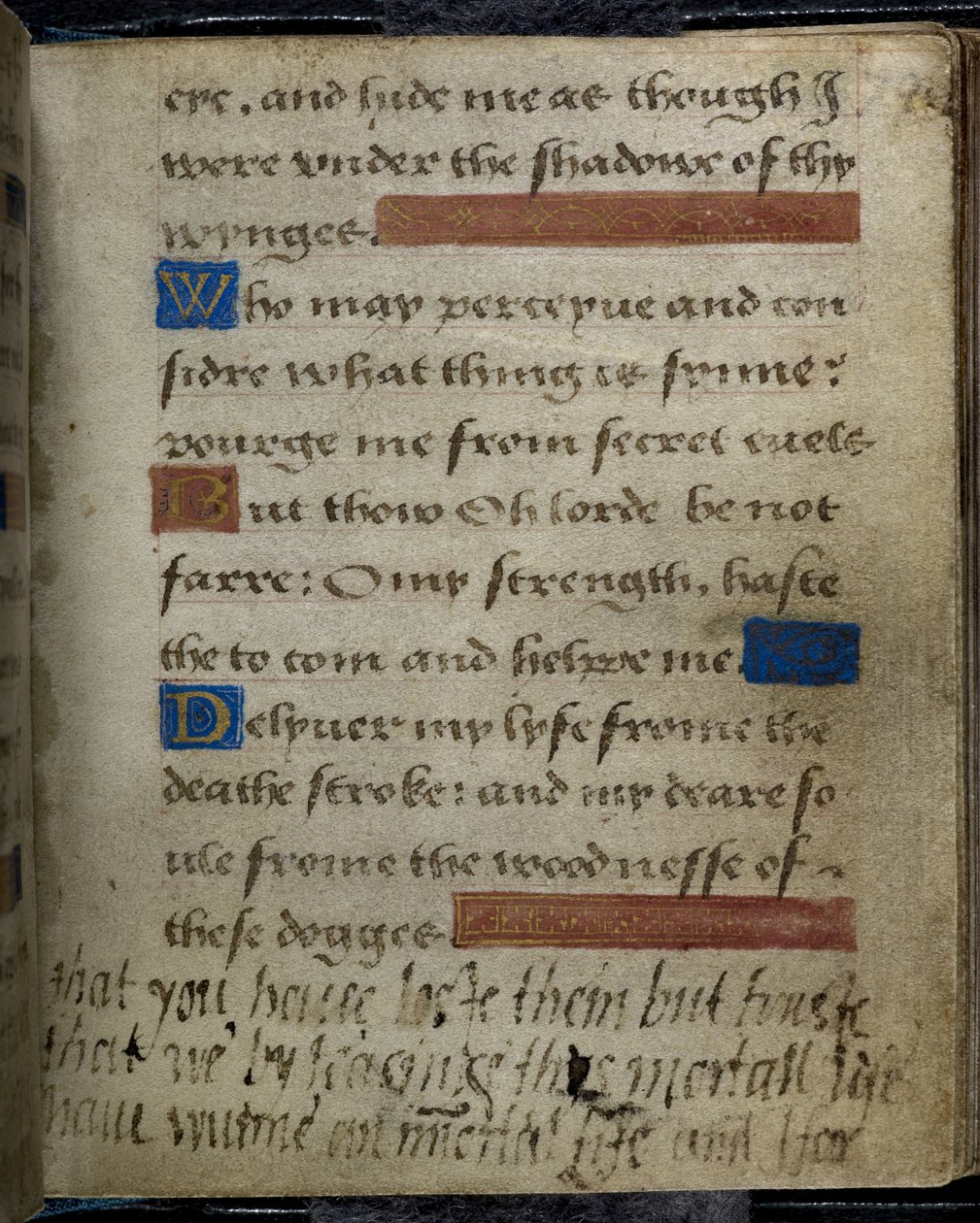 Harley 2342 f.79 Lady Jane Grayn marginaaliin kirjoittama kirjoitus isälleen, Suffolkin herttualle, Lady Jane Greyn rukouskirjasta (vellum) tekijältä English School