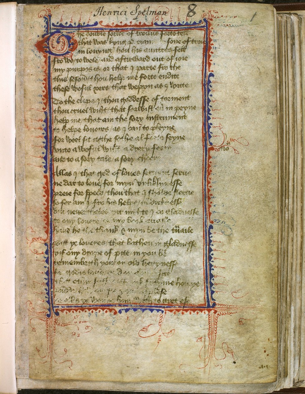 Harley 2392, f.1 Troilus and Criseyde, kirjoittanut Geoffrey Chaucer (vellum) tekijältä English School
