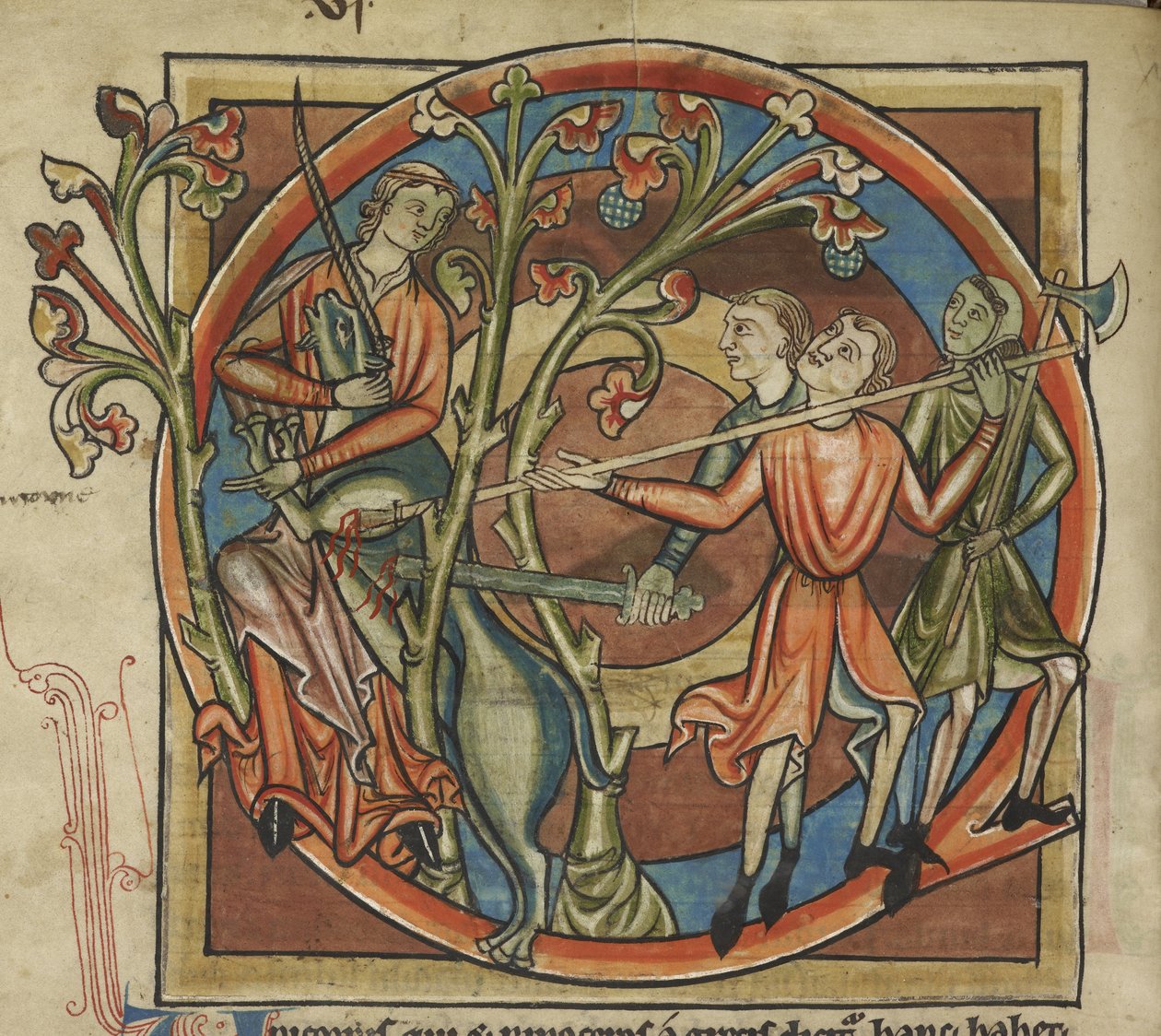 Harley 4751, f.6v Neitsyen houkuttelema yksisarvinen, kuvitus "bestiarystä" tekijältä English School