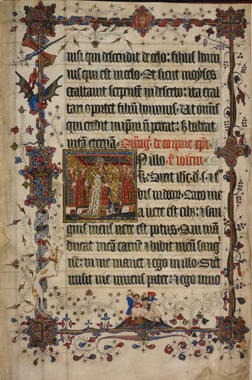 Harley 7026, f.13 The Feast of Corpus Christi, Lovel Lectionarysta, ennen vuotta 1408 (vellum) tekijältä English School