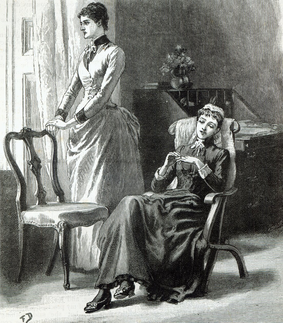 "Onko Harry antanut sinulle sormuksen, jota Letty kysyi yhtäkkiä", Luku XXV: Letitialla on sisävuoronsa, Leslie Keithin isoisoäiti Severanista, julkaistu julkaisussa "Leisure Hour", 1888 tekijältä English School