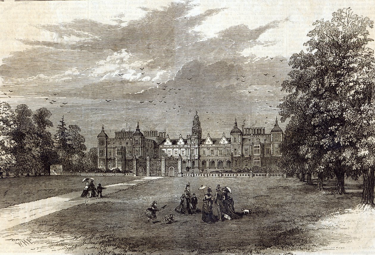 Hatfield House, Salisburyn markiisin kotipaikka, "The Illustrated London News", 11. heinäkuuta 1874 (kaiverrus) tekijältä English School