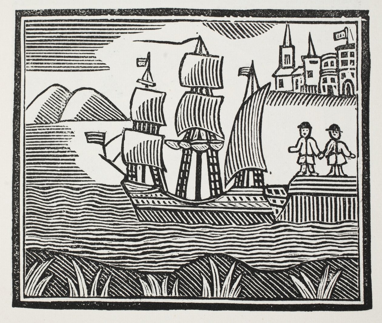 Hän lähtee tapahtumarikkaalle matkalleen, piirros John Ashtonin pubista Chap-books of the Eightenth Century. 1882 tekijältä English School