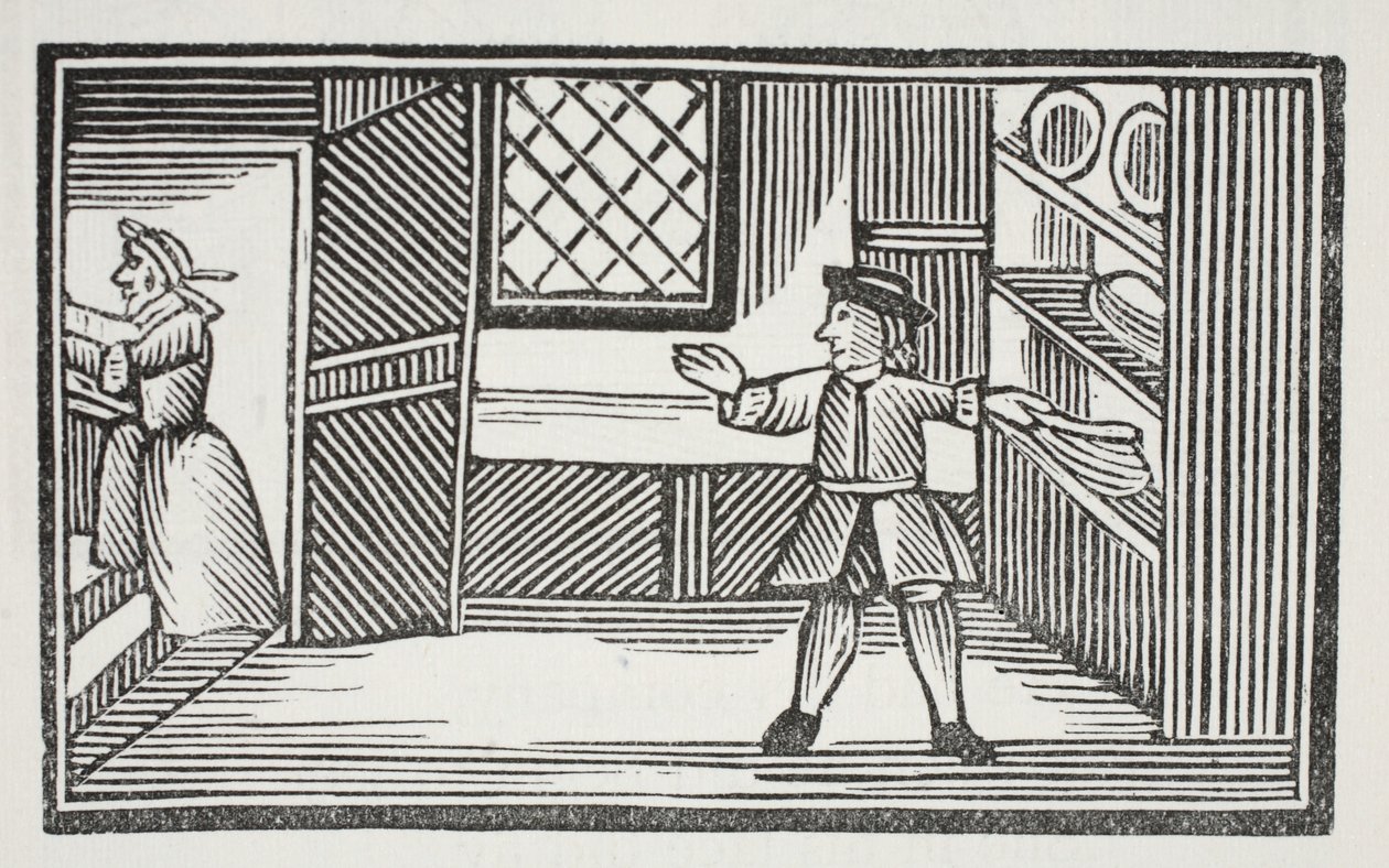 Hän meni ruokakaappiin ja auttoi itsensä syömään leipää ja voita, kuvituksen John Ashtonin pubista Chap-books of the Eightenth Century. 1882 tekijältä English School