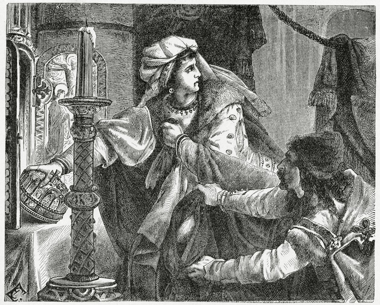 Helene Kottanerin varastaa Pyhän Tapanin kruunun vuonna 1440, 1882 tekijältä English School