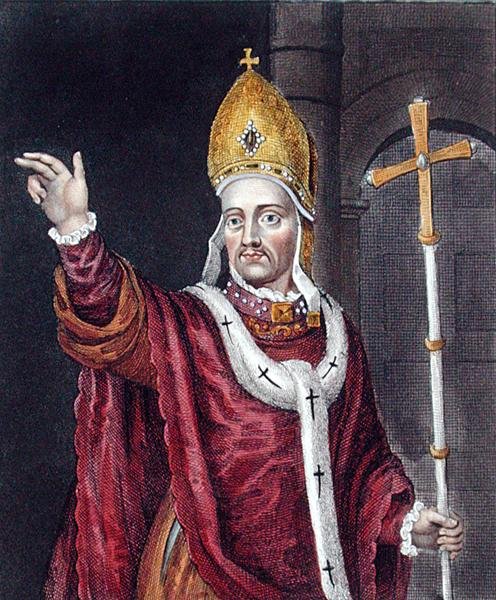 Henry Chichely (n.1362-1443), Bodleian Gallerian maalauksen mukaan (värilitro). tekijältä English School