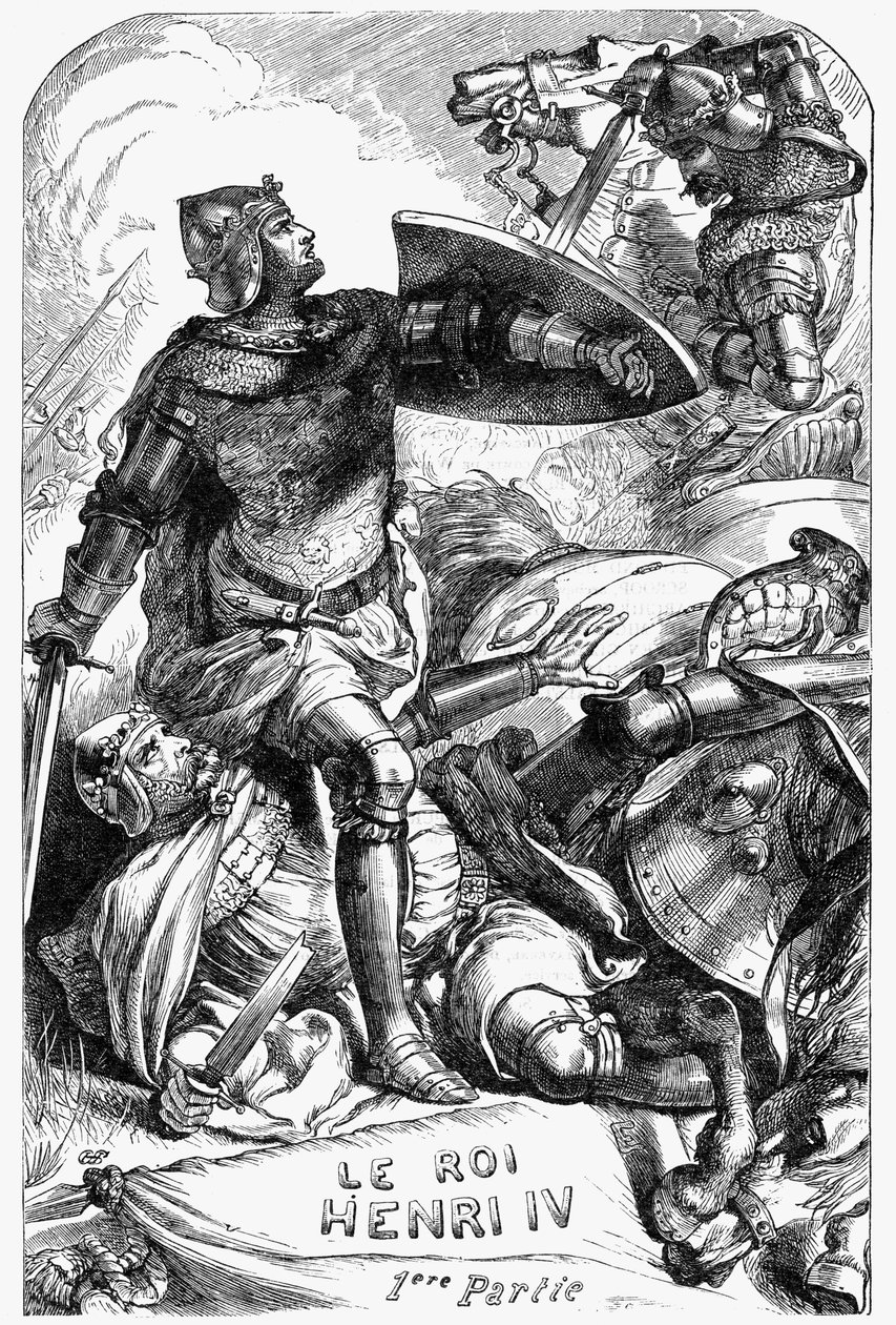 Henry IV (Henry IV) - Kuvitus teoksessa "" William Shakespearen valmiit teokset"" 1866 - Tämän painoksen kuvitukset ja yleinen muoto on lainattu Cassellin kuvitetusta Shakespearesta, joka julkaistiin Lontoossa tekijältä English School