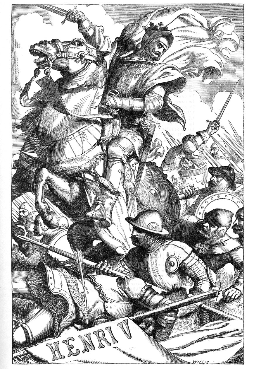 Henry V - (The Chronicle History of Henry the Fifth) - Kuvitus kirjassa "" Completes de William Shakespeare"" 1866 - Tämän painoksen kuvitukset ja yleinen muoto on lainattu Cassellin kuvitetusta Shakespearesta, joka julkaistiin Lontoossa tekijältä English School