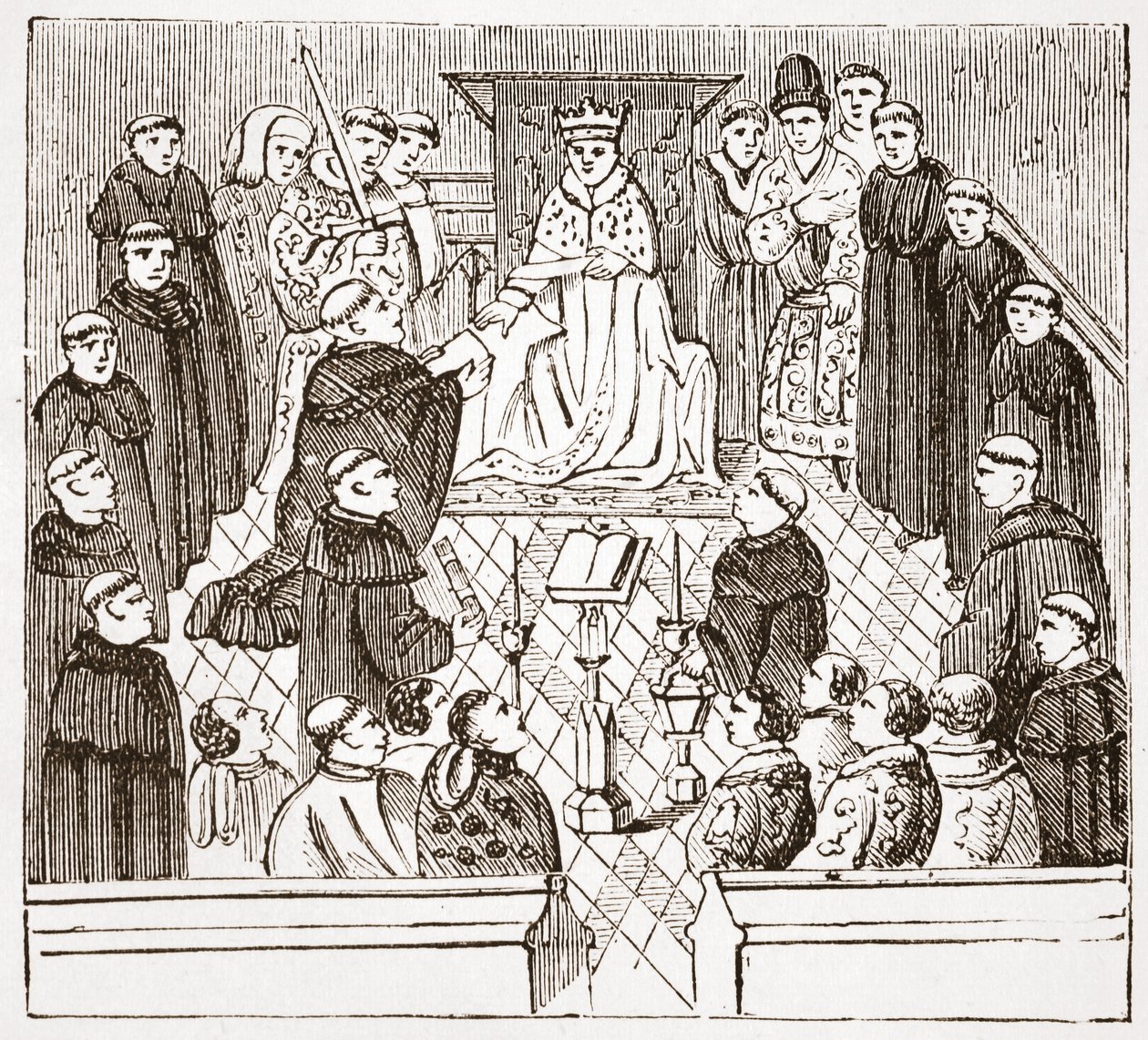 Henry V ja hänen parlamenttinsa (British Museumin Harleian MMS:stä), kuvitus James Aitken Wylien (1808-1890) teoksesta The History of Protestantism, pub. 1878 tekijältä English School
