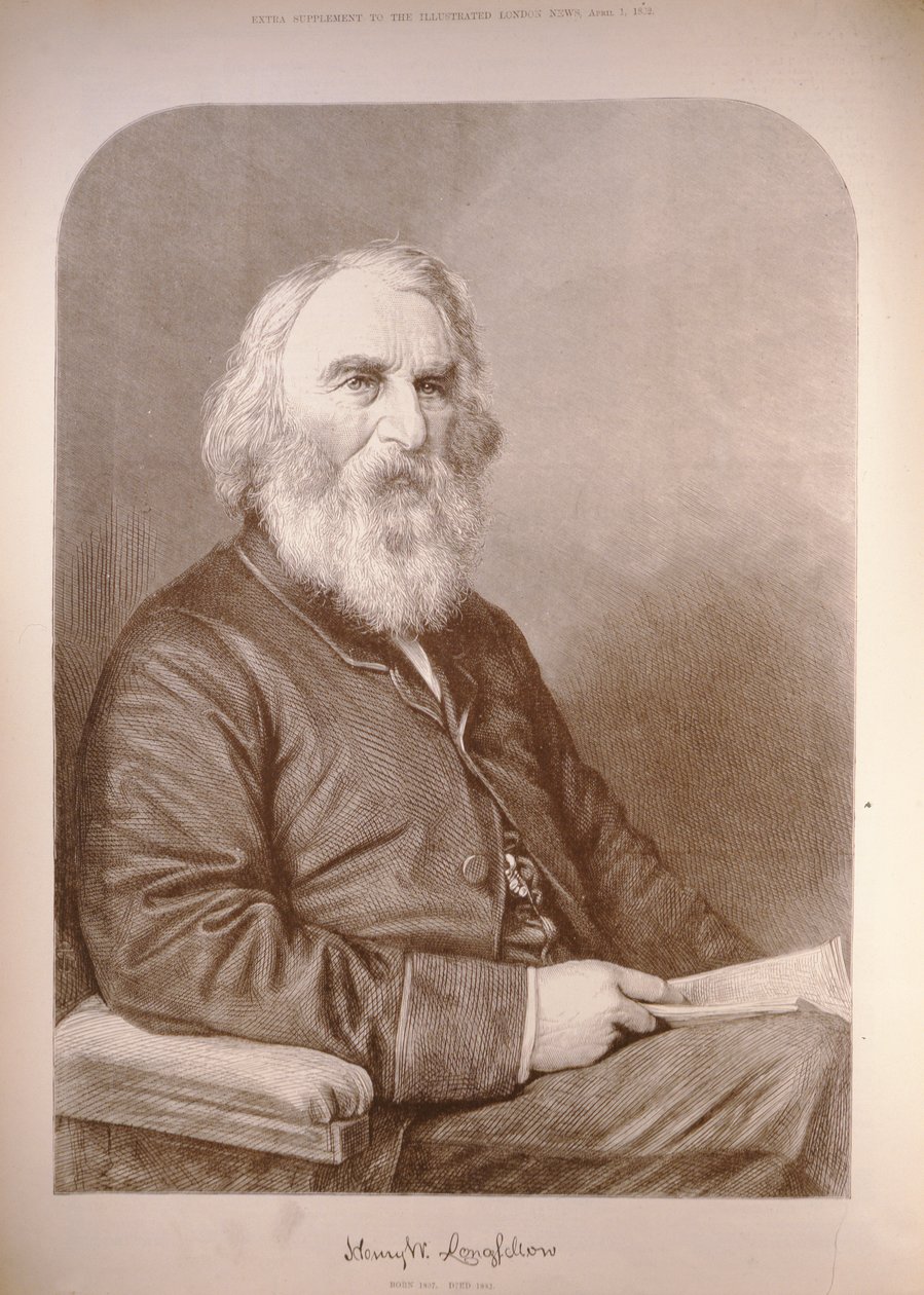 Henry Wadsworth Longfellow (1807-82) The Illustrated London Newsista, 12. tammikuuta 1882 tekijältä English School