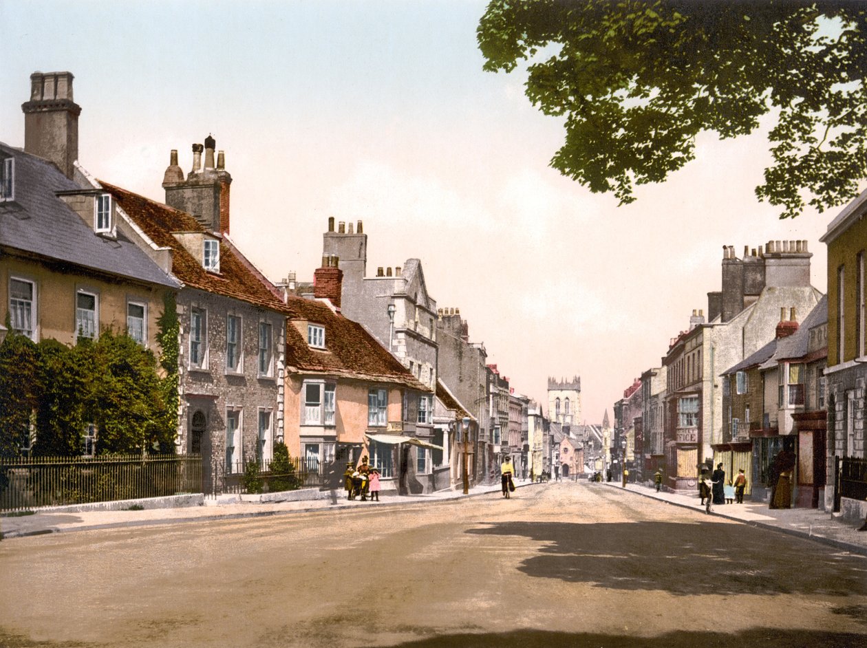 High Street, Dorchester (käsin värjätty valokuva) tekijältä English School