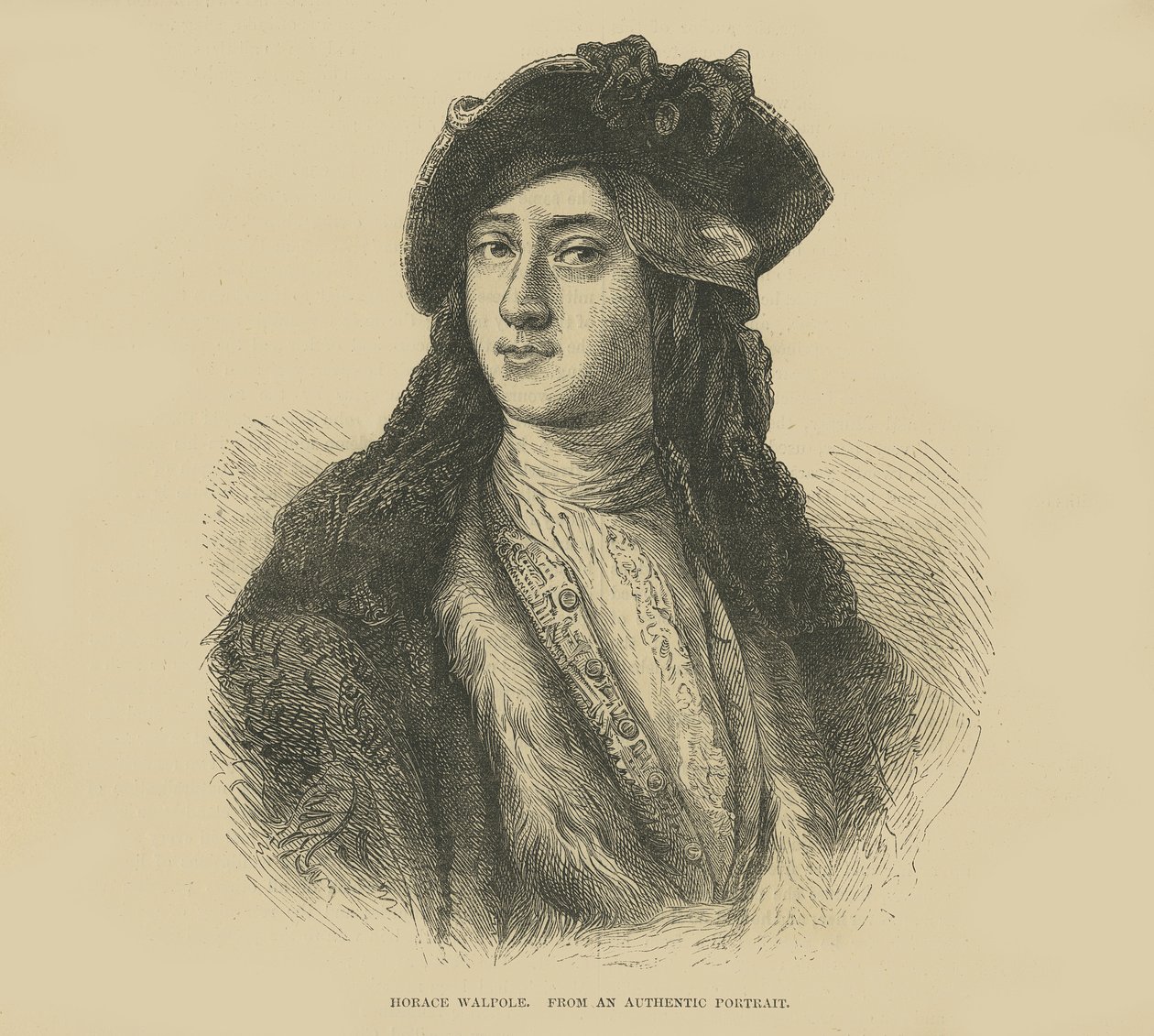 Horatio Walpole autenttisesta muotokuvasta (kaiverrus) tekijältä English School
