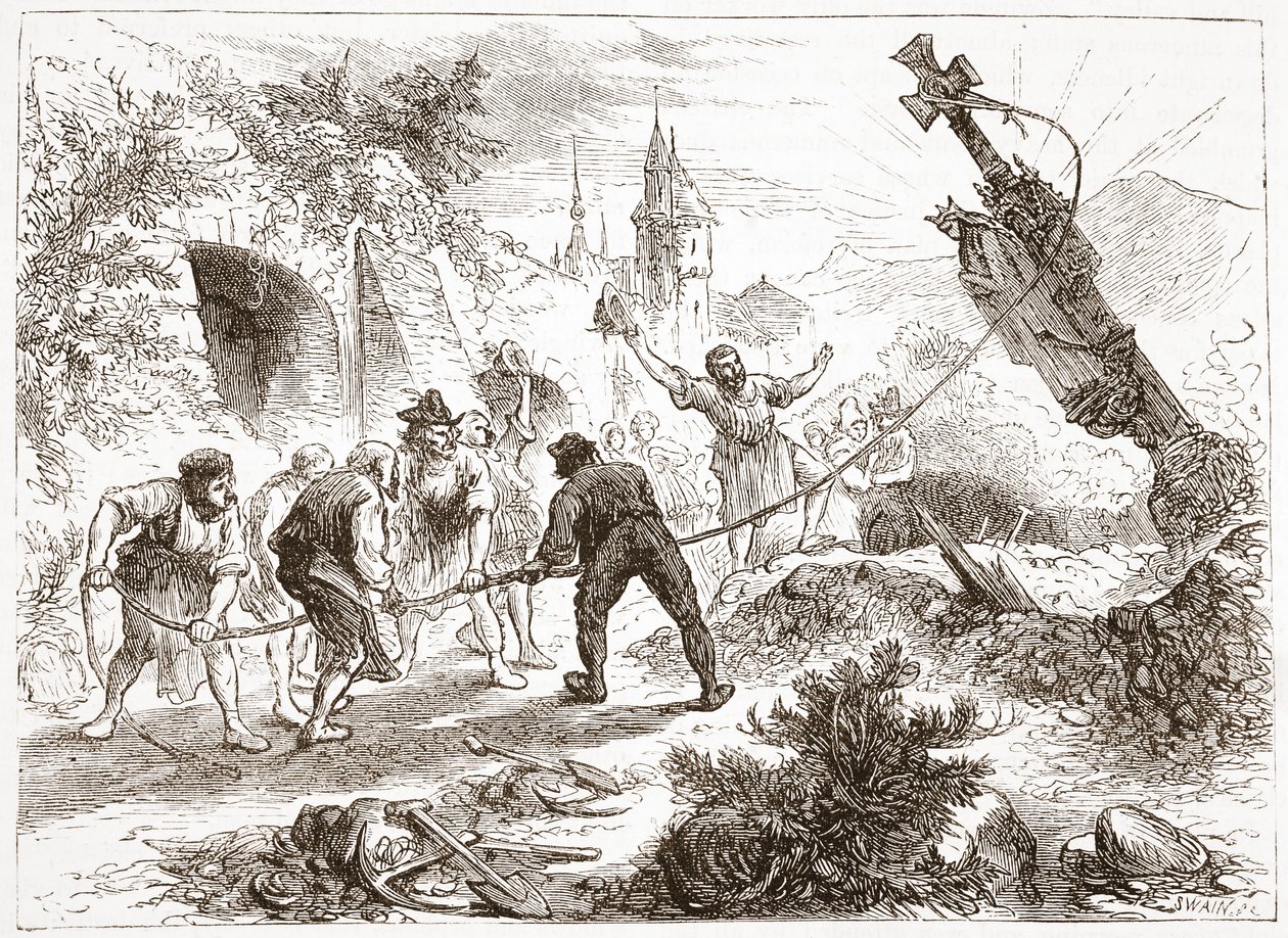 Hottinger tuhoaa kuvan, kuvitus James Aitken Wylien (1808-1890) Protestantismin historiasta, pub. 1878 tekijältä English School