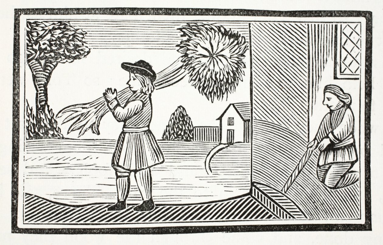 Miten Tom Hickathriftin suuri vahvuus tuli tunnetuksi, John Ashtonin pubin kuvitus Chap-books of the Eightenth Centurysta. 1882 tekijältä English School
