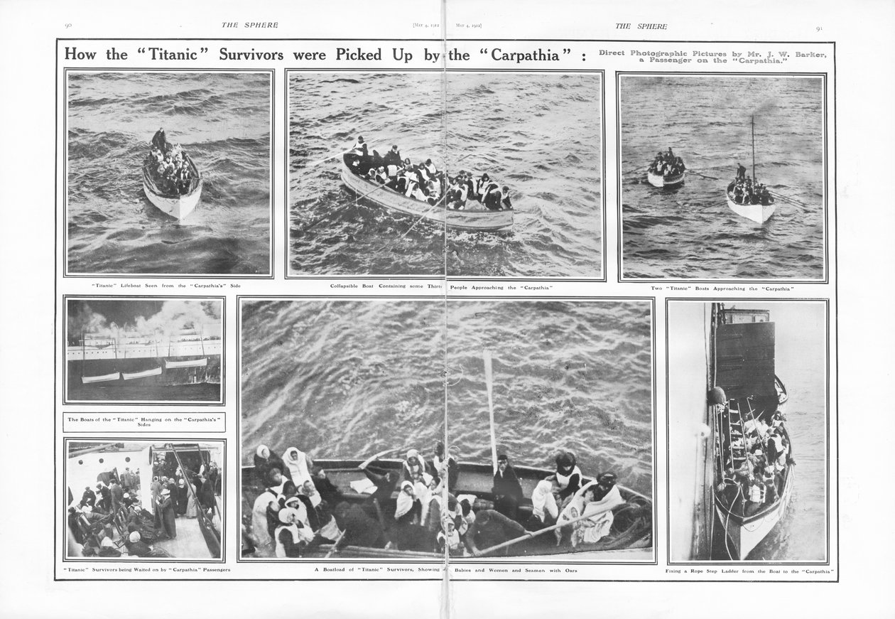 Kuinka Carpathia poimi Titanicista selviytyneet, The Spherestä, 4. toukokuuta 1912 tekijältä English School
