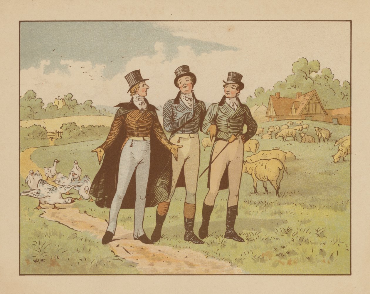 Kuvitus The Men of Ware -lehden kuvitus, n. 1880 (värilitografia). tekijältä English School