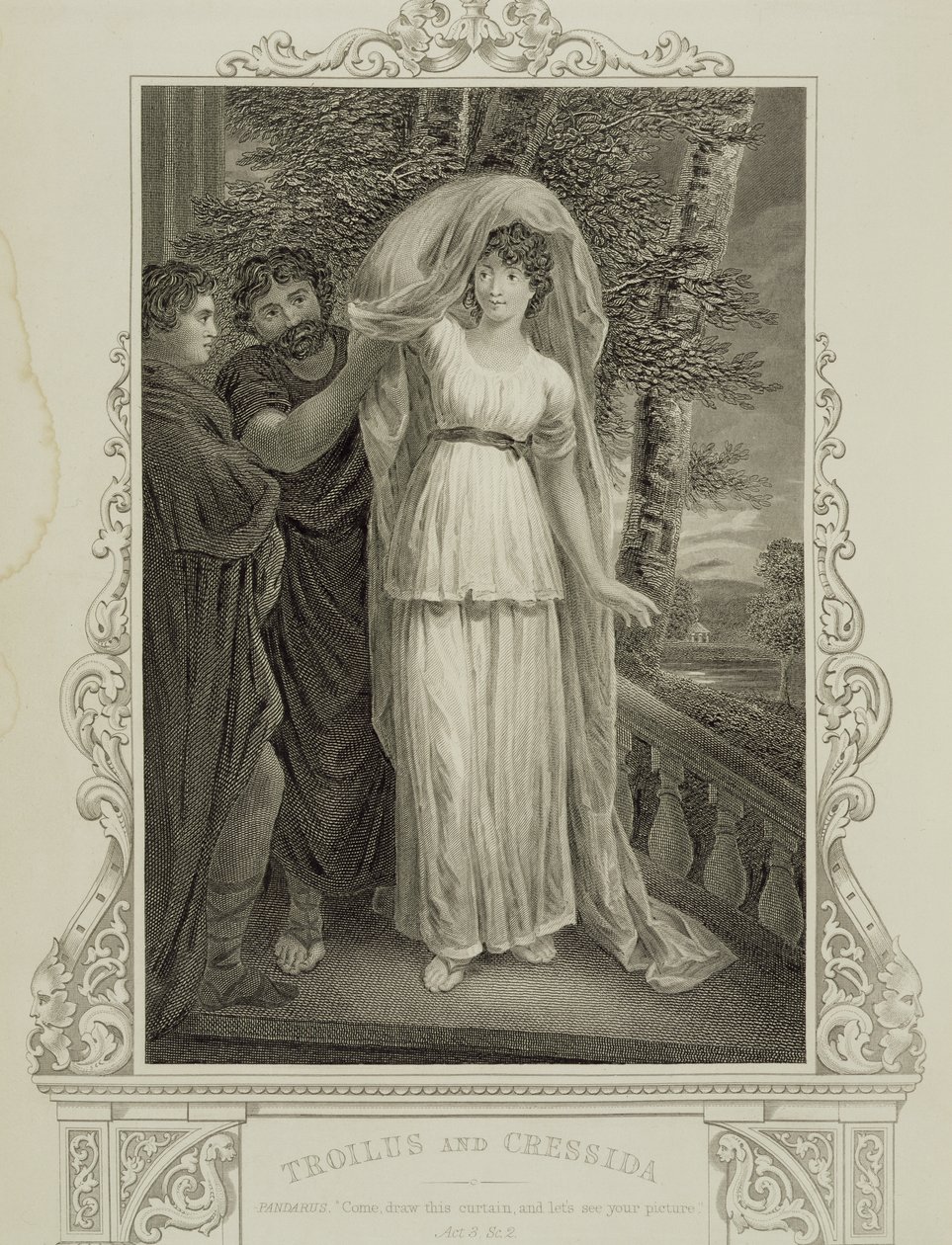 Kuvitus Troilus ja Cressida, III näytös, kohtaus 2, William Shakespeare (1564-1616) tekijältä English School