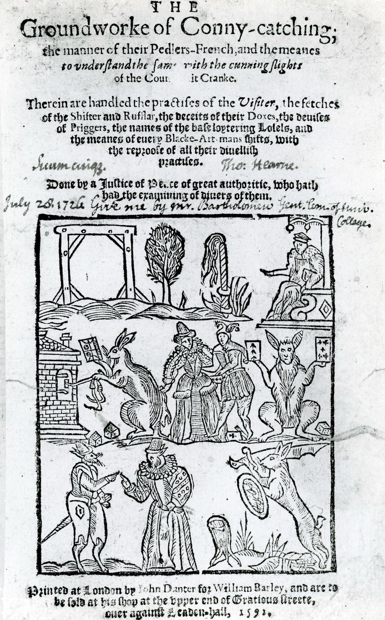 Kuva Conny-catchingin pohjatyöstä, 1592 tekijältä English School