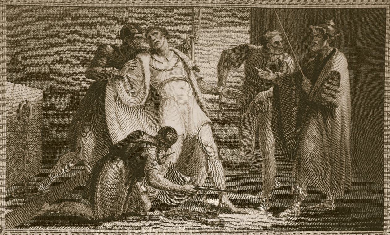 Stephenin vankeus, kuvitus David Humesista Englannin historia, pub. R. Bowyer, Lontoo, 1812 tekijältä English School