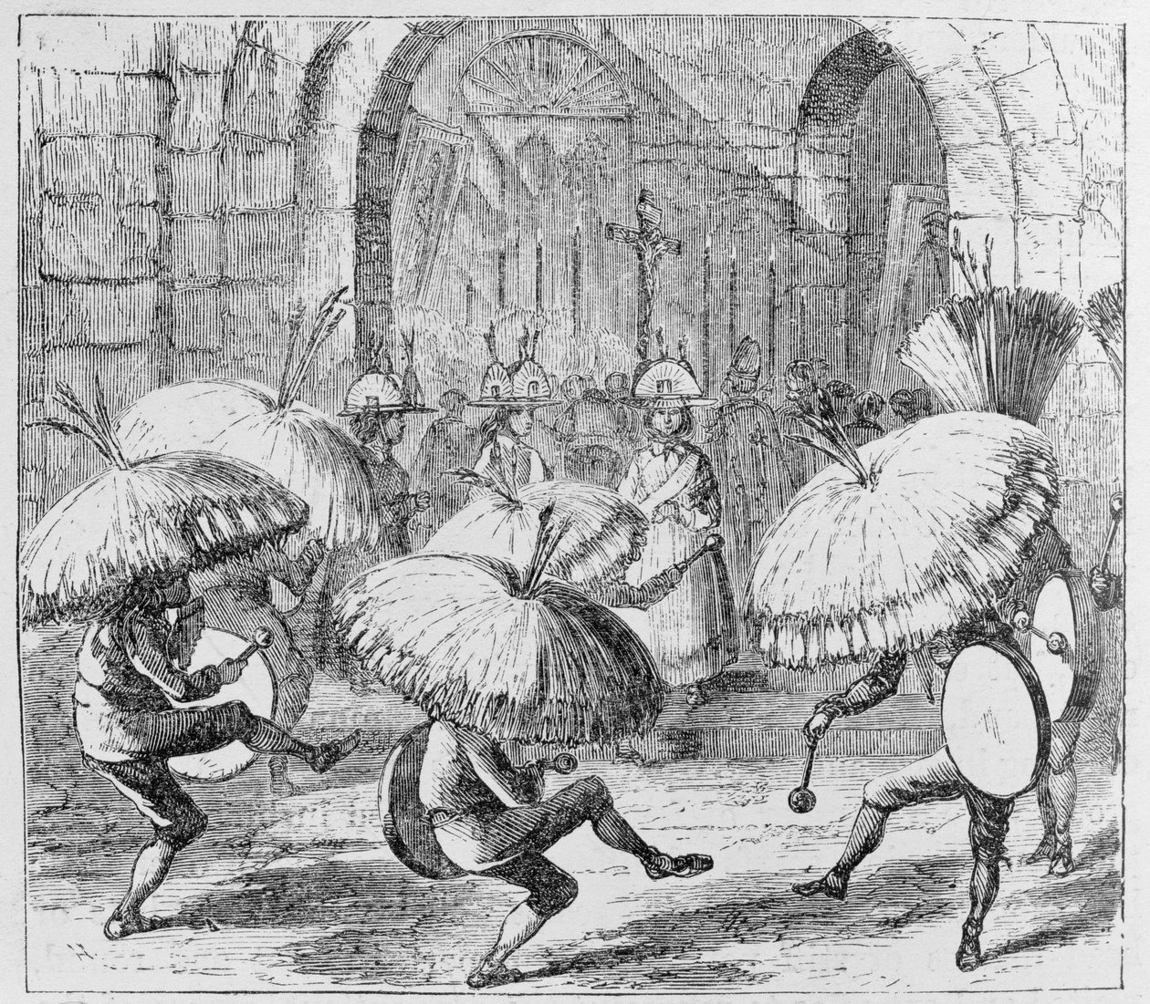 Intiaanit juhlivat chuno- tai perunafestivaaleja, Tiahuanaco, Bolivia, E. George Squierin teoksesta Incidents of Travel and Exploration in the Land of the Incas, pub. vuonna 1878 tekijältä English School