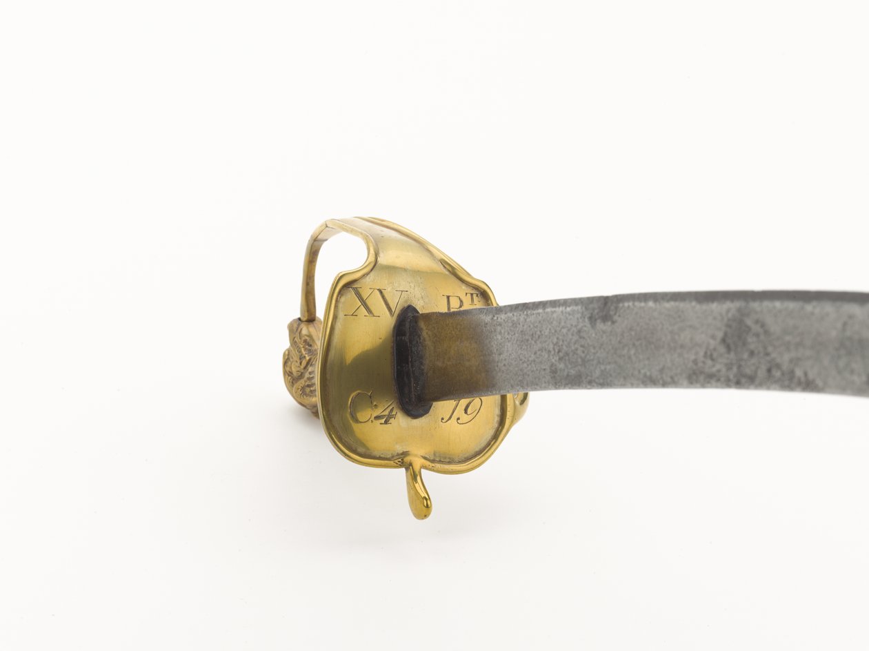 Jalkaväen ripustinmiekka merkitty 15. (Yorkshire East Riding) rykmentille, 1790 noin (metalli) tekijältä English School