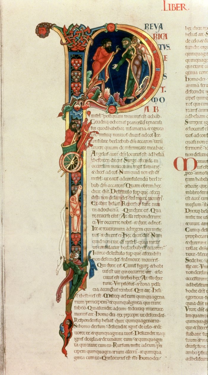 Alkukirjain "P" Prevaricatus Moab, Winchesterin Raamatusta, n. 1150-80 (vellum) tekijältä English School