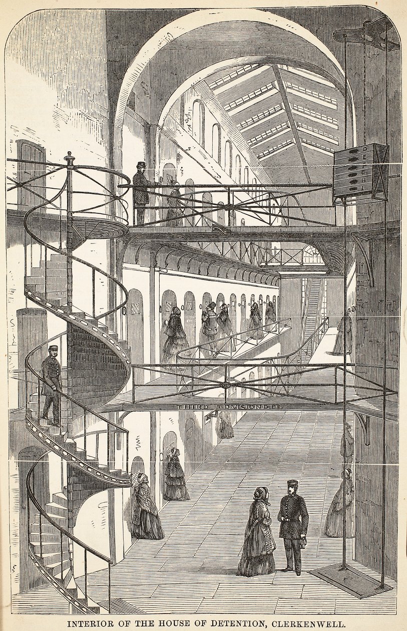 The Interior of the House of Detention, Clerkenwell, kuvitus Lontoon rikosvankiloista ja Henry Mayhew