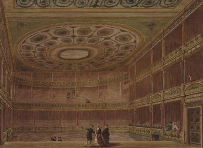 Theatre Royalin sisätilat, Drury Lane, lavalta katsottuna, Robert ja James Adamin muuttama ja sisustama tekijältä English School