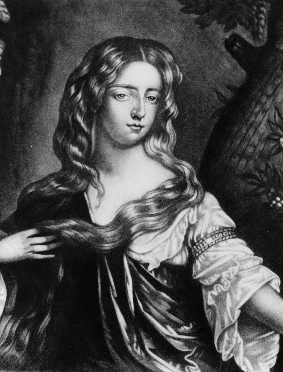 Graftonin herttuatar Isabella (1667-1723) Kuvitus teoksesta "Ison-Britannian historian maineikkaiden hahmojen muotokuvat", (mezzotint) tekijältä English School