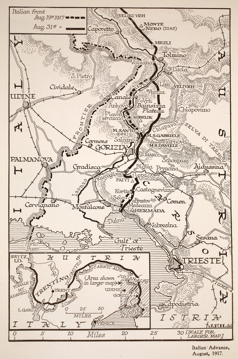 Italian eteneminen, elokuu 1917 tekijältä English School