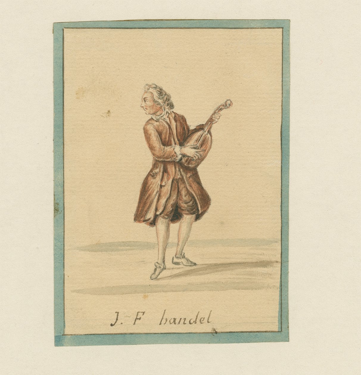 J. F. Handel, 1800-luvun puoliväli (kynä ja muste, värikynä ja pesu paperille) tekijältä English School