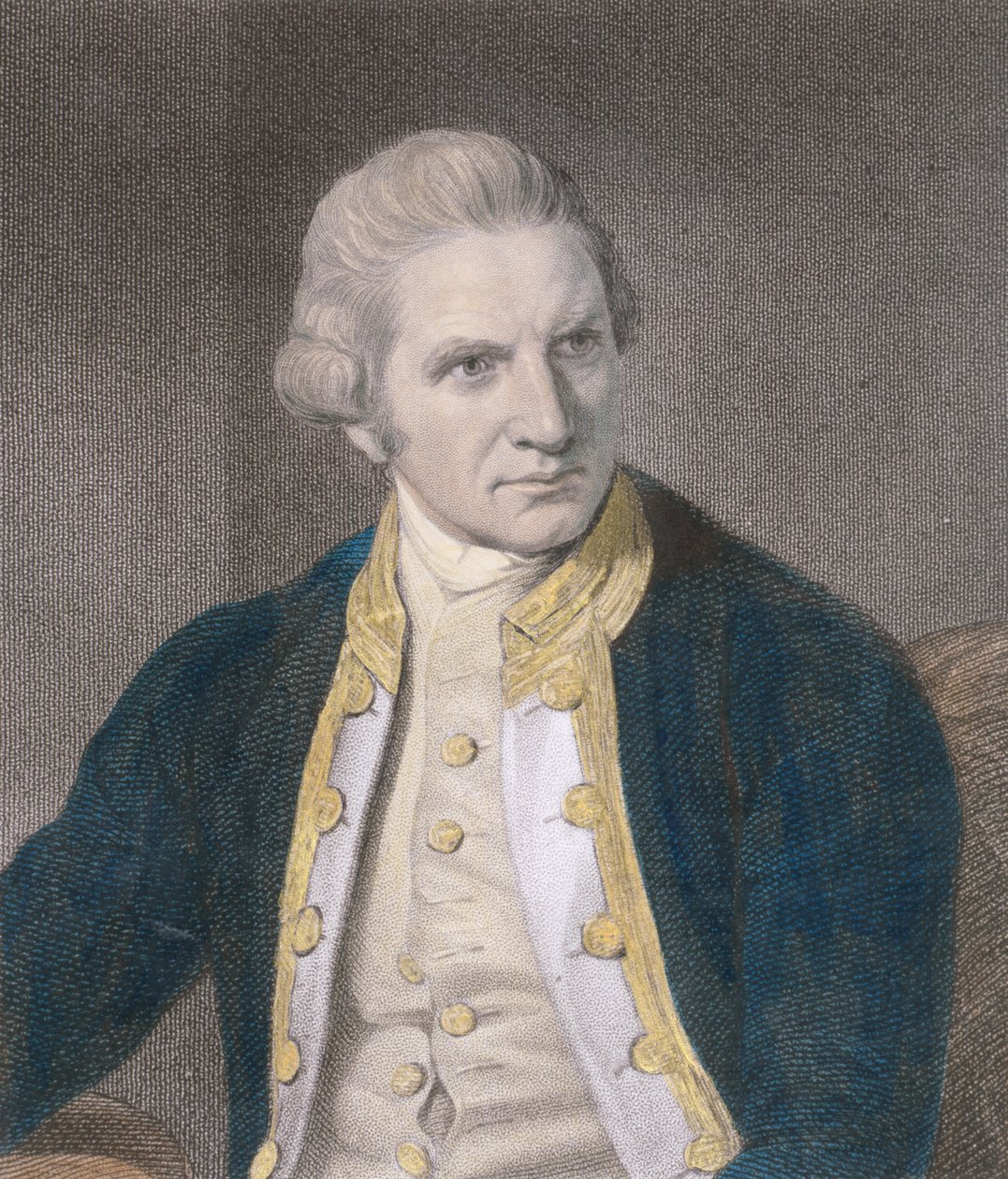 James Cook (1728-79) vuonna 1833 julkaistusta "Gallery of Portraits" -teoksesta (kaiverrus) (myöhempi väritys). tekijältä English School