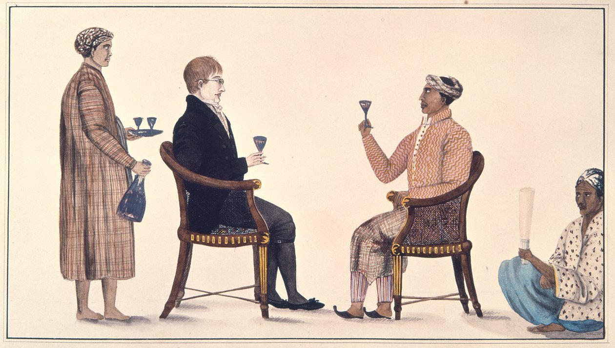 Jaavalainen Grandee ja hollantilainen, "116 piirroksen albumista, joka on tehty Colin Mackenzien (1754-1821) valvonnassa Javalla" n. 1811-13 (värilitho) tekijältä English School