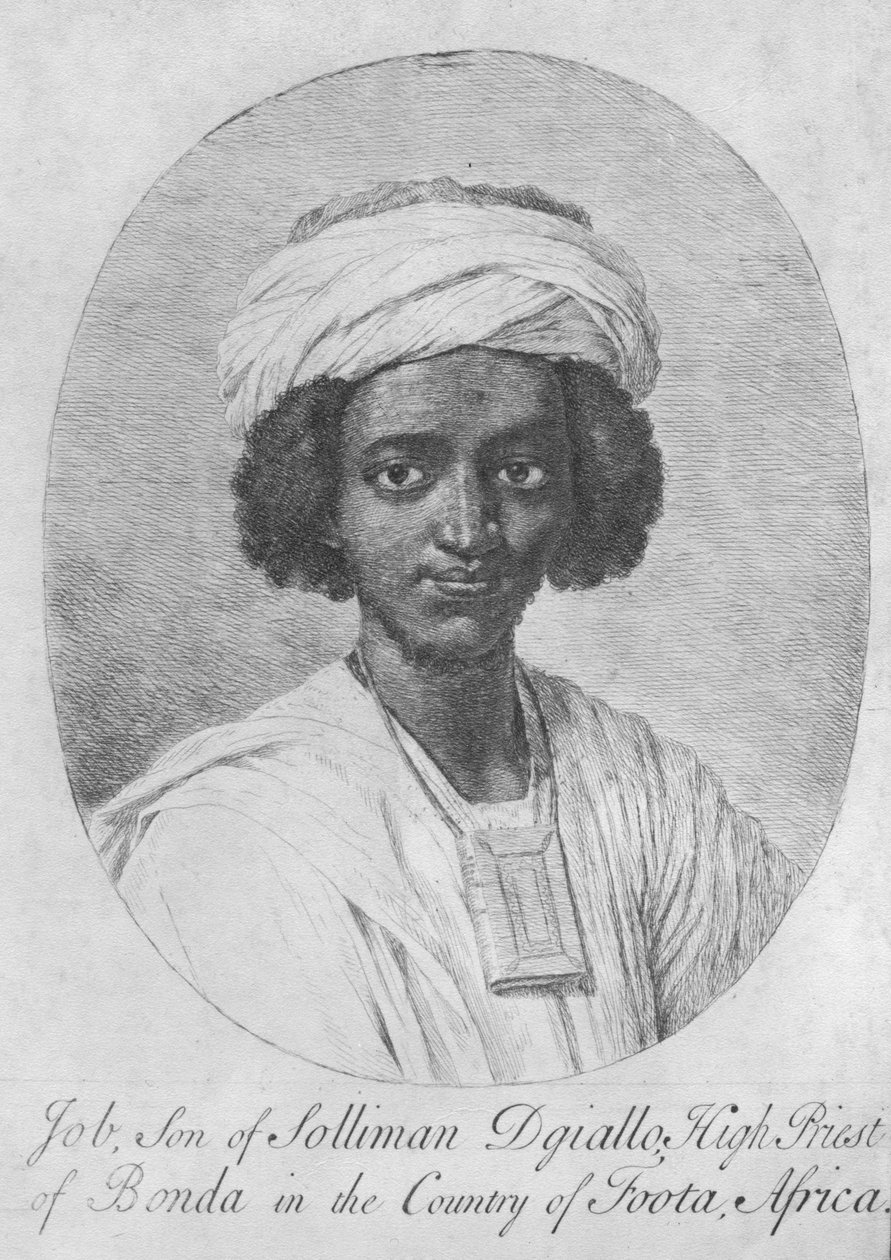 Job, Suleiman Diallon poika, Bondsin ylipappi Footan maassa, Afrikassa, n. 1750 (etsaus ja kaiverrus) tekijältä English School