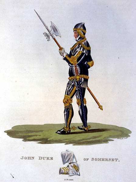 John Beaufort, Somersetin herttua (1403-44) 1444, kaiverrus W. Maddocks, Samuel Rush Meyrickin "Ancient Armour" -teoksesta tekijältä English School