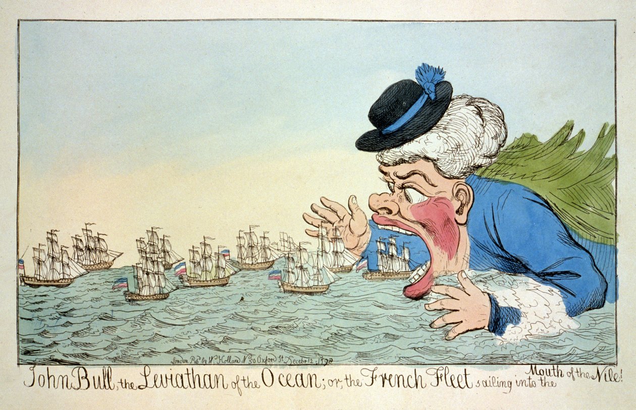 John Bull the Leviatan of the Ocean tai Ranskan laivasto purjehtimassa Niilin suulle 12. joulukuuta tekijältä English School