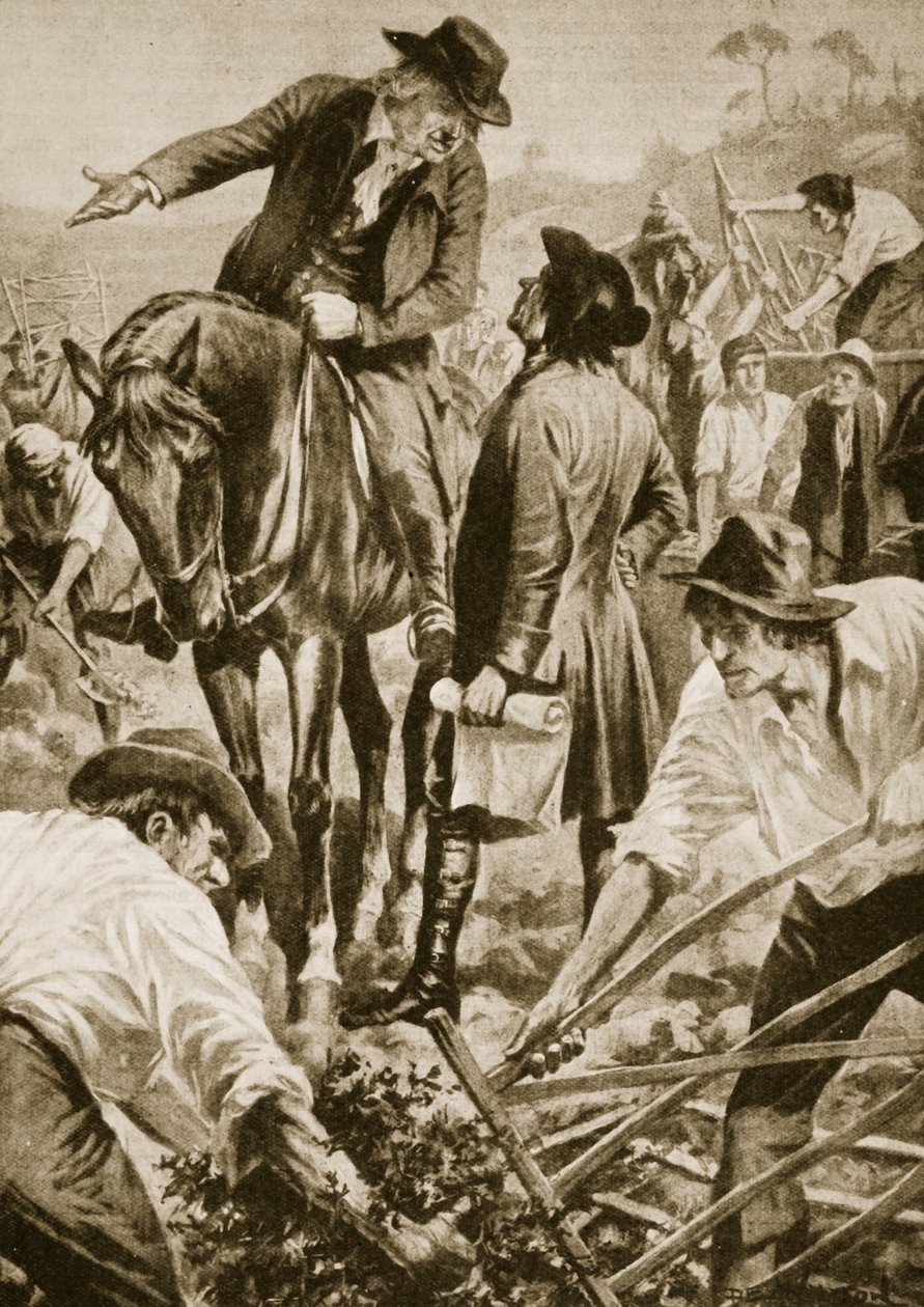 John Metcalf valvoo tien rakentamista tekijältä English School