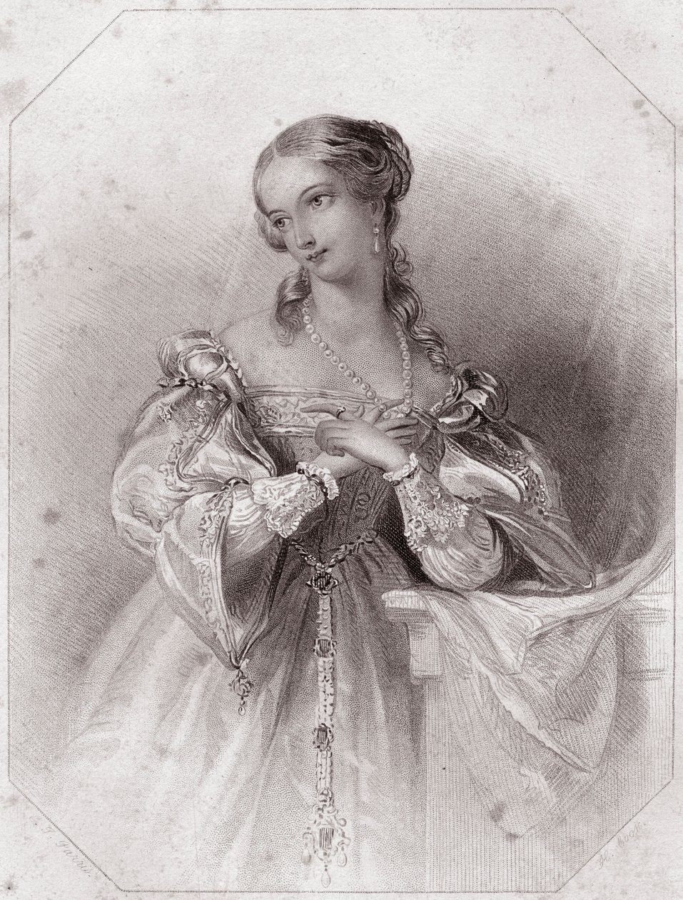 Juliette (Romeo ja Julia - Romeo ja Julia) - "" Galerie des femmes de Shakespeare, kokoelma 45 vakavaa muotokuvaa Lontoon ensimmäisiltä taiteilijoilta, rikastettu kriittisillä ja kirjallisilla huomautuksilla""" noin 1838 - "" Gallery ofista naiset o tekijältä English School