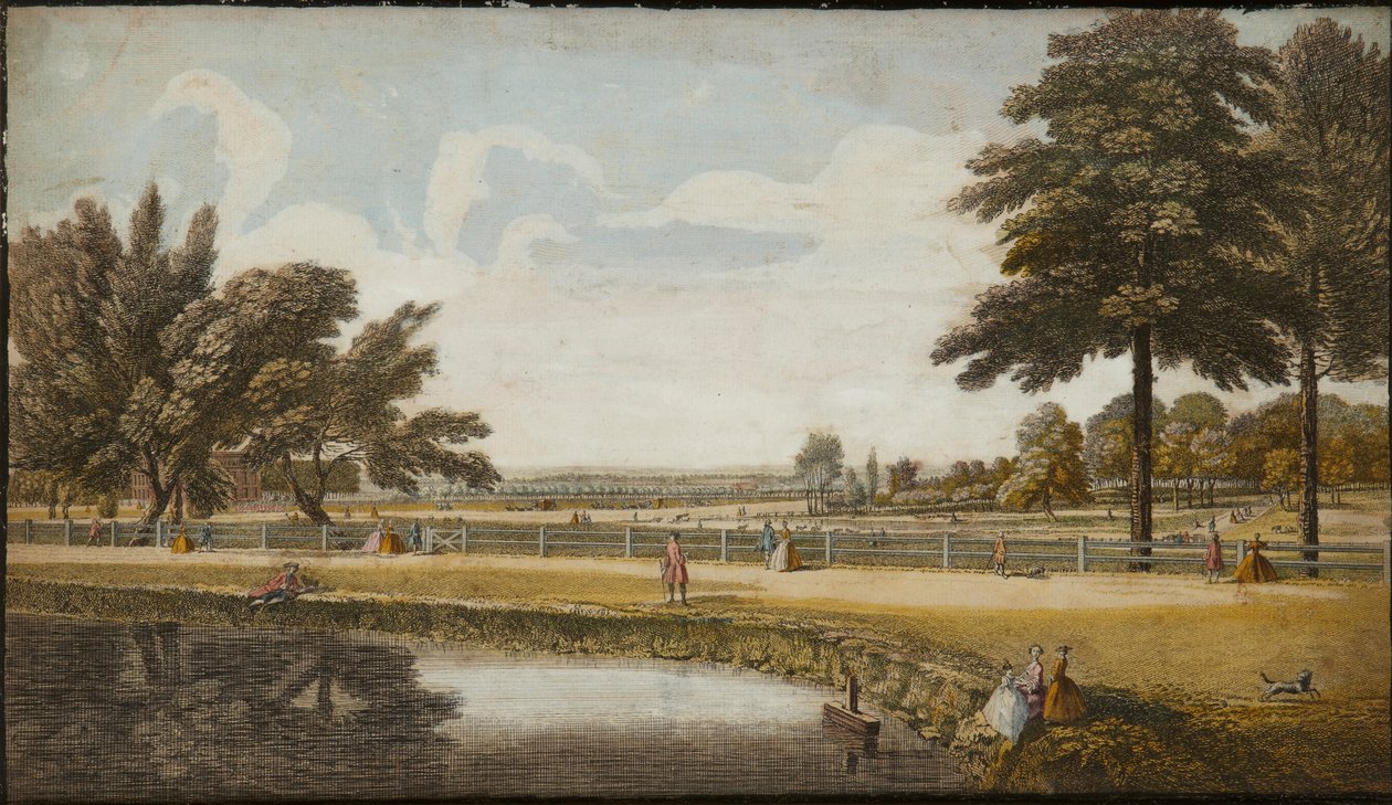Kensington Gardens, n. 1740-60 (käsinvärinen kaiverrus) tekijältä English School
